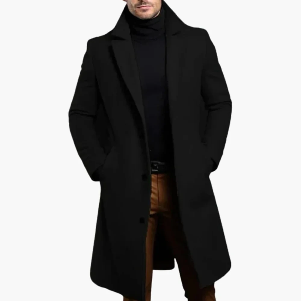 Men’s Coat with Structured Collar and Button Closure